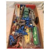 Flat of kids plastic toys and soldiers