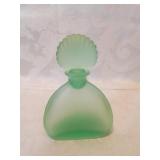 Green satin glass perfume bottle