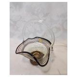 Cambridge glass basket seven inches tall