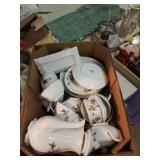 Large set of moss rose china