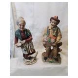 Ceramic elderly couple eleven inches tall