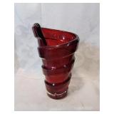 Ruby glass vase nine inches