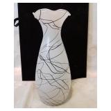 White satin glass vase seven inches