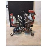 Vintage rooster and hen , salt and pepper in