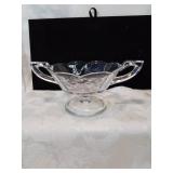 Etched glass low open compote