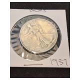 Nineteen thirty seven silver half dollar