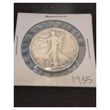 Nineteen thirty five silver half dollar
