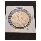 Ninet.\nEen seventeen silver half dollar