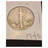 Nineteen forty three silver half dollar
