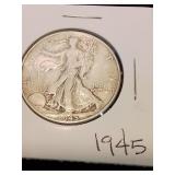 Nineteen forty five silver half dollar
