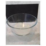 Ribbed glass serving bowl
