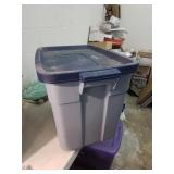 Blue storage tote with lid