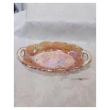 Oval carnival glass dish