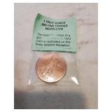 One troy ounce copper medallion