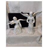 Pair of white ceramic angels