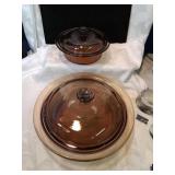 Set of two vision , smoked glass casseroles with
