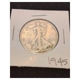 Nineteen forty five silver half dollar