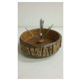 Wood nut holder with tools