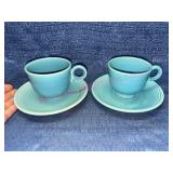 (2) Fiesta cups & saucers (turquoise)