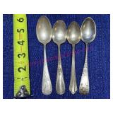 4 Old Sterling Silver spoons 2.18-ozt