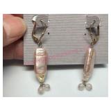 Sterling Silver Pink Baroque Pearl Earrings
