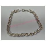 Sterling Silver 7in Rope Bracelet 5.4g