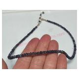 Faceted Iolite Bead Necklace w/ Silver Clasp