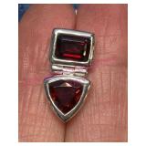 Sterling Silver Red Gemstones Pendant