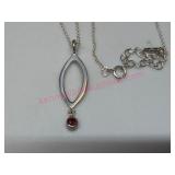 Sterling Silver Ruby Pendant 18in Necklace