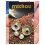 Michou Goldplated Earrings w/ Iolite & Pearl