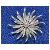 Lisner Sunburst Faux Pearl Brooch