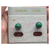 Sterling Silver Malachite Ball Stud Earrings