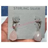 Rose Quartz Drop Sterling Silver Earrings
