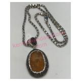 Turkish Gemstone Pendant Silver Necklace