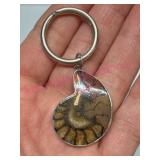 Ammonite Fossil Sterling Silver Keychain