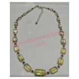 Yellow Faceted Bead Necklace w/ Chain
