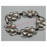 Sterling Silver Flower Bracelet 12.3g