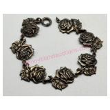 Sterling Silver Rose Bracelet 17.4g