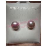 Sterling Silver Pink Pearl Earrings