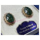 Star Mark Gold-Filled Jade Earrings