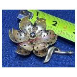 Vtg Coro Gold Tone Floral Brooch Pin