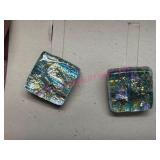 Kiln-Fired Dichroic Glass Earrings w/ Backs