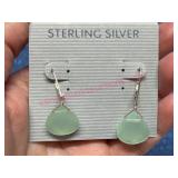 Sterling Silver Earrings w/ Green Drops