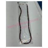 Red Garnet Bead Necklace w/ Silver Clasp