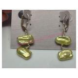 Green Baroque Pearl Sterling Silver Earrings