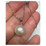 Sterling Silver Pearl Pendant Necklace
