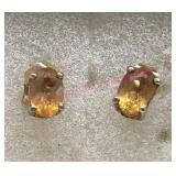 14K Gold Citrine Earrings, 0.9g