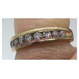 14K Gold Band w/ 10 Diamonds Sz 3.75
