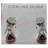 Sterling Silver Garnet Drop Earrings