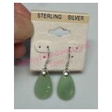 Sterling Silver Dangle Green Drops Earrings